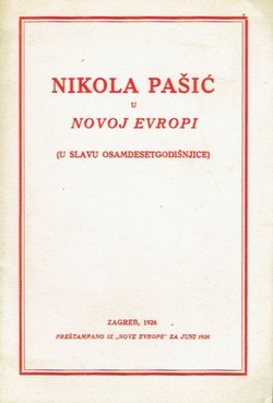 Nikola Pašić u Novoj Evropi (U slavu osamdesetogodišnjice)