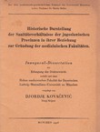 Historische Darstellung der Sanitätsverhaltnisse der jugoslawischen Provinzen in ihrer Beziehung zur Gründung der medizinischen Fakultäten