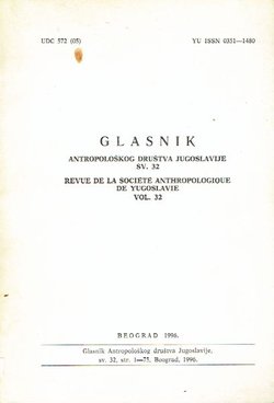 Glasnik Antropološkog društva Jugoslavije 32/1996