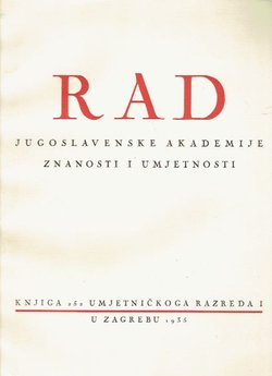Rad JAZU. Knjiga 252. Umjetničkoga razreda 1/1935