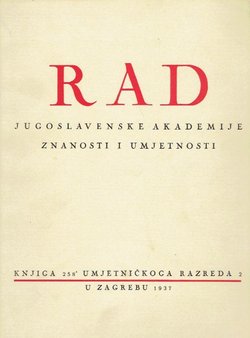Rad JAZU. Knjiga 258. Umjetničkoga razreda 2/1937