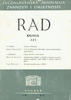 Rad JAZU. Knjiga 321. Odjel za filozofiju i društvene nauke IX/1960