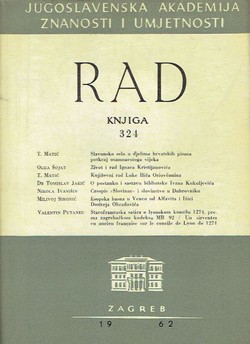 Rad JAZU. Knjiga 324. Odjel za filologiju XI/1962