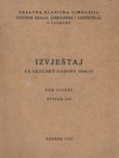 Izvještaj za školsku godinu Državne klasične gimnazije Viteškog kralja Aleksandra I Ujedinitelja 1936/37