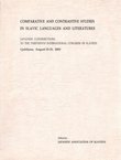 Comparative and Contrastive Studies in Slavic Languages and Literatures