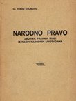 Narodno pravo. Zbornik pravnih misli iz naših narodnih umotvorina