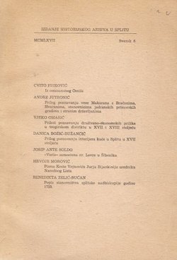 Izdanje Historijskog arhiva u Splitu 6/1967