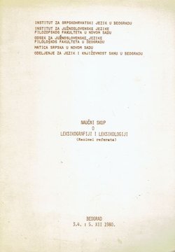 Naučni skup o leksikografiji i leksikologiji (Rezimei referata)