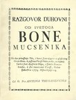 Razgovor duhovni od svetoga Bone mucsenika (pretisak iz 1754)