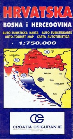 Hrvatska. Bosna i Hercegovina. Auto-turistička karta