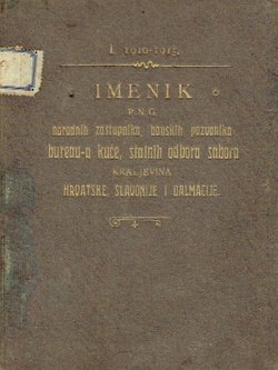 Imenik narodnih zastupnika, banskih pozvanika, bureau-a kuće, stalnih odbora sabora Kraljevina Hrvatske, Slavonije i Dalmacije,