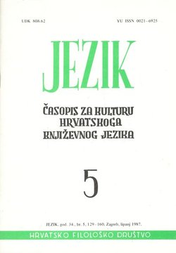 Jezik. Časopis za kulturu hrvatskoga književnog jezika XXXIV/5/1987