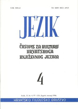 Jezik. Časopis za kulturu hrvatskoga književnog jezika XXXIII/4/1986