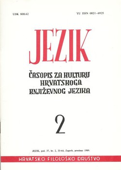 Jezik. Časopis za kulturu hrvatskoga književnog jezika XXXVII/2/1989