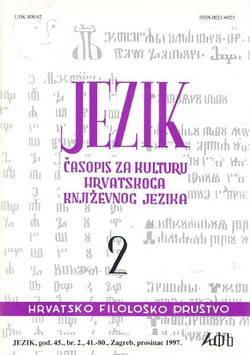 Jezik. Časopis za kulturu hrvatskoga književnog jezika XLV/2/1997