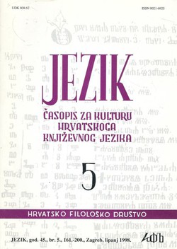 Jezik. Časopis za kulturu hrvatskoga književnog jezika XLV/5/1998
