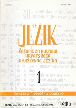Jezik. Časopis za kulturu hrvatskoga književnog jezika XLVIII/1/2001