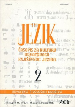Jezik. Časopis za kulturu hrvatskoga književnog jezika XLVIII/2/2001