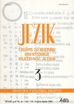 Jezik. Časopis za kulturu hrvatskoga književnog jezika XLVIII/3/2001