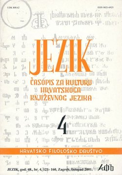 Jezik. Časopis za kulturu hrvatskoga književnog jezika XLVIII/4/2001