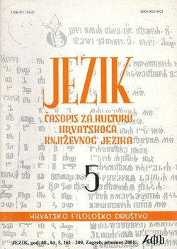 Jezik. Časopis za kulturu hrvatskoga književnog jezika XLVIII/5/2001
