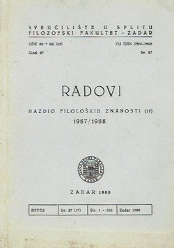 Radovi Filozofskog fakulteta u Zadru 27(17)/1987-88