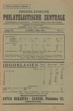 Jugoslavische filatelistische Zentrale III/3/1929