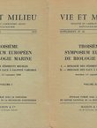Troisieme symposium Europeen de biologie marine I-II
