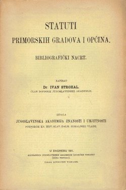Statuti primorskih gradova i općina. Bibliografički nacrt