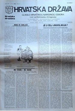 Hrvatska država. Glasilo HNO 229/XXI/1974