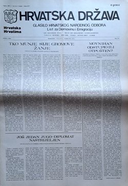 Hrvatska država. Glasilo HNO 249/XXIII/1976