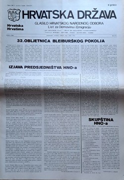 Hrvatska država. Glasilo HNO 252/XXIII/1976