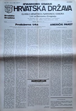 Hrvatska država. Glasilo HNO 266/XXIV/1977