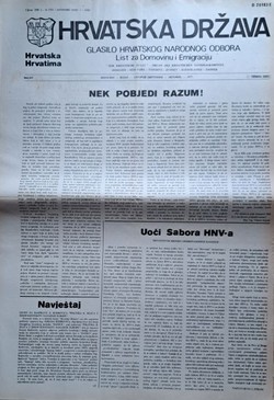 Hrvatska država. Glasilo HNO 268/XXIV/1977