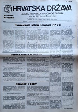 Hrvatska država. Glasilo HNO 269/XXIV/1977