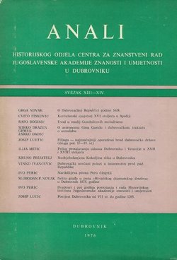 Anali Historijskog instituta JAZU u Dubrovniku XIII-XIV/1976 / Povijest Dubrovnika II.