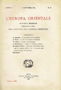 L'Europa orientale V/X/1925