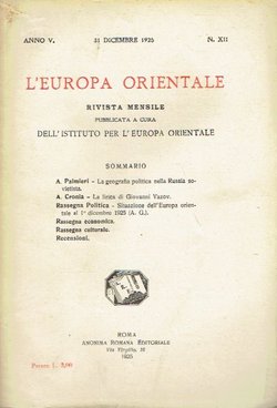 L'Europa orientale V/XII/1925