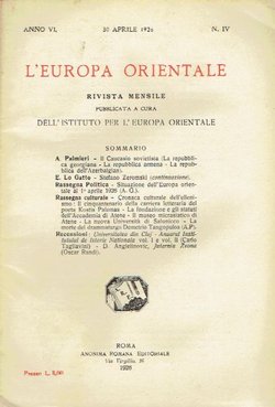 L'Europa orientale VI/IV/1926