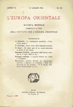 L'Europa orientale VI/VII/1926