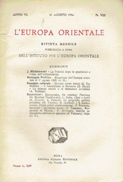 L'Europa orientale VI/VIII/1926