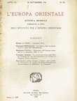 L'Europa orientale VI/IX/1926