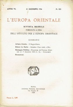 L'Europa orientale VI/XII/1926