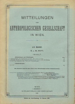 Mitteilungen der anthropologischen Gesellschaft in Wien LV/II-III/1925