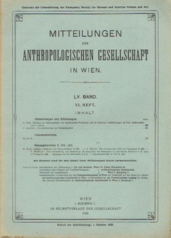 Mitteilungen der anthropologischen Gesellschaft in Wien LV/VI/1925