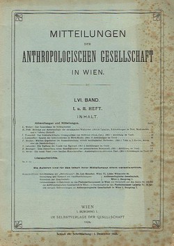Mitteilungen der anthropologischen Gesellschaft in Wien LVI/I-II/1926
