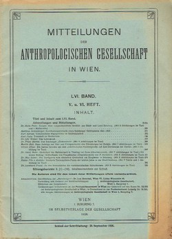 Mitteilungen der anthropologischen Gesellschaft in Wien LVI/V-VI/1926