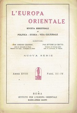 L'Europa orientale XVIII/III-IV/1938