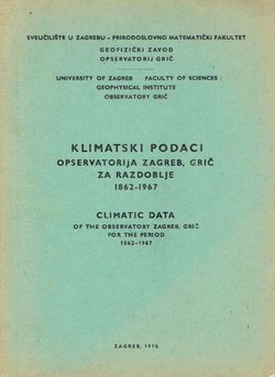 Klimatski podaci opservatorija Zagreb, Grič za razdoblje 1861-1967