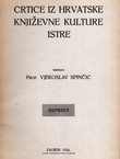 Crtice iz hrvatske književne kulture Istre (pretisak iz 1926)
